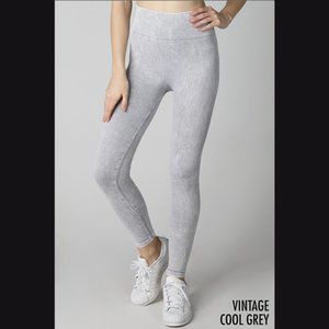 NEW Gray Vintage Solid Midi High Waist Leggings